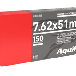 Aguila Rifle Ammunition 7.62x51mm 150 gr FMJBT 2750 fps 20rds/bx /25bx/case 500rds