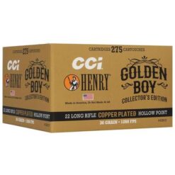 CCI Ammunition, Golden Bullet, 22LR, 36 Grain, Copper-Plated Hollow Point, 275 Round Box