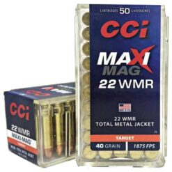 CCI Ammunition, Maxi-Mag, 22WMR, 40 Grain, Total Metal Jacket, 50 Round Box